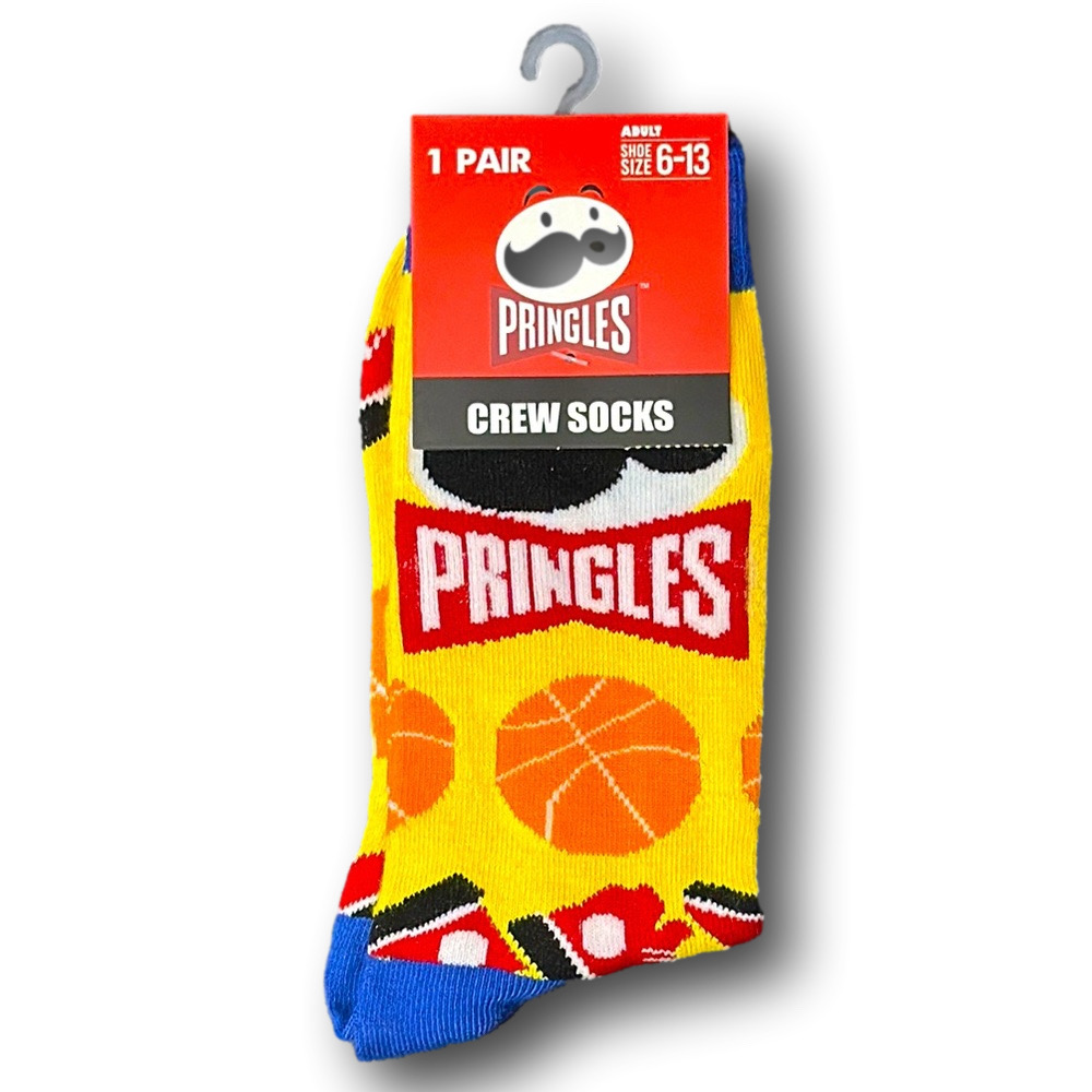 3/$20 Pringles Chips Basketball Theme Funny Novelty Crew Socks - NWT